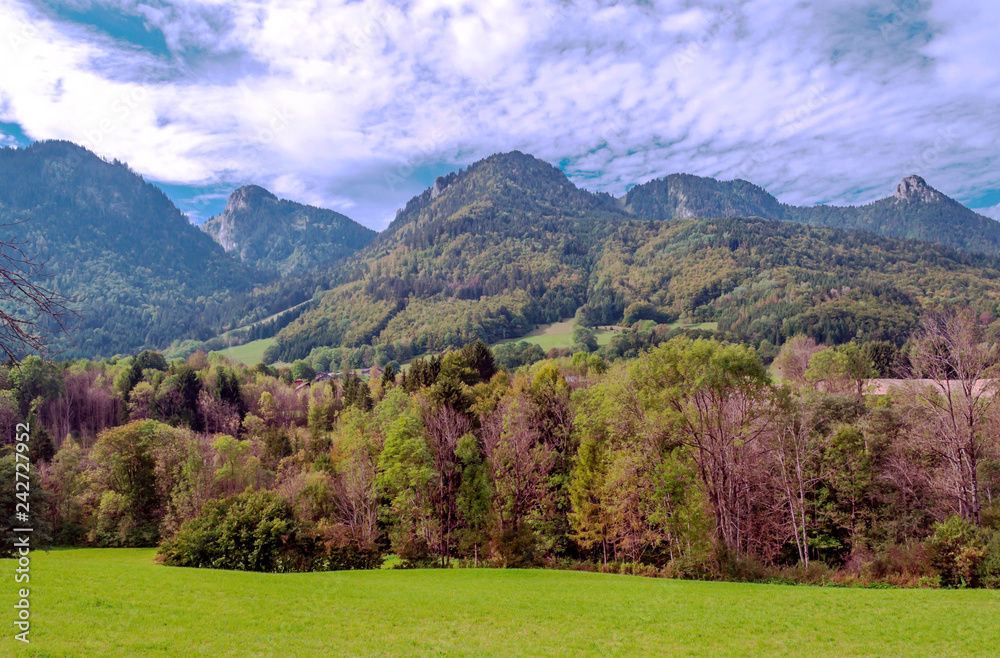 Mountains in the alps of France on a cloudy day