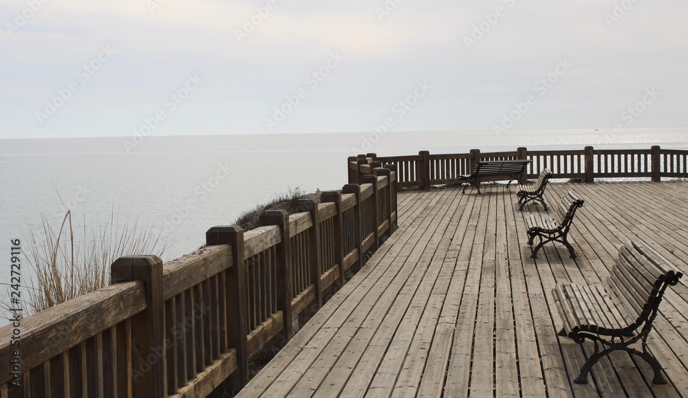 Wooden esplanade at the sea shore