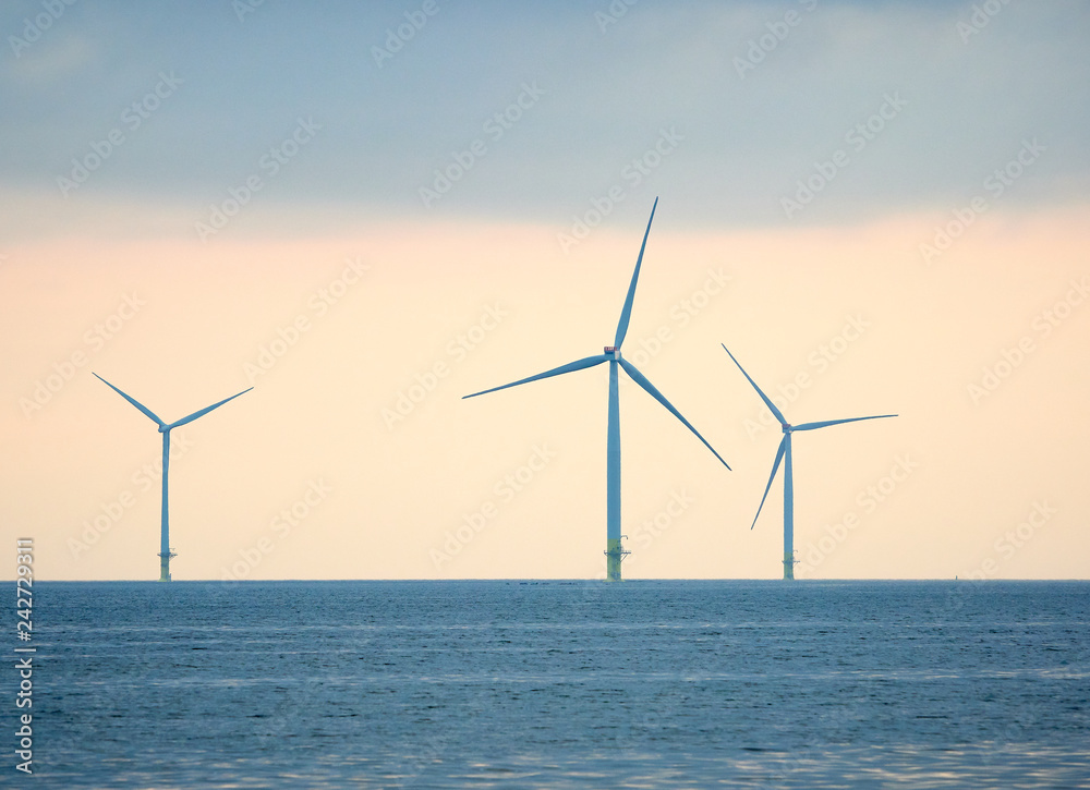 Fototapeta premium Offshore wind turbines for renewable energy production