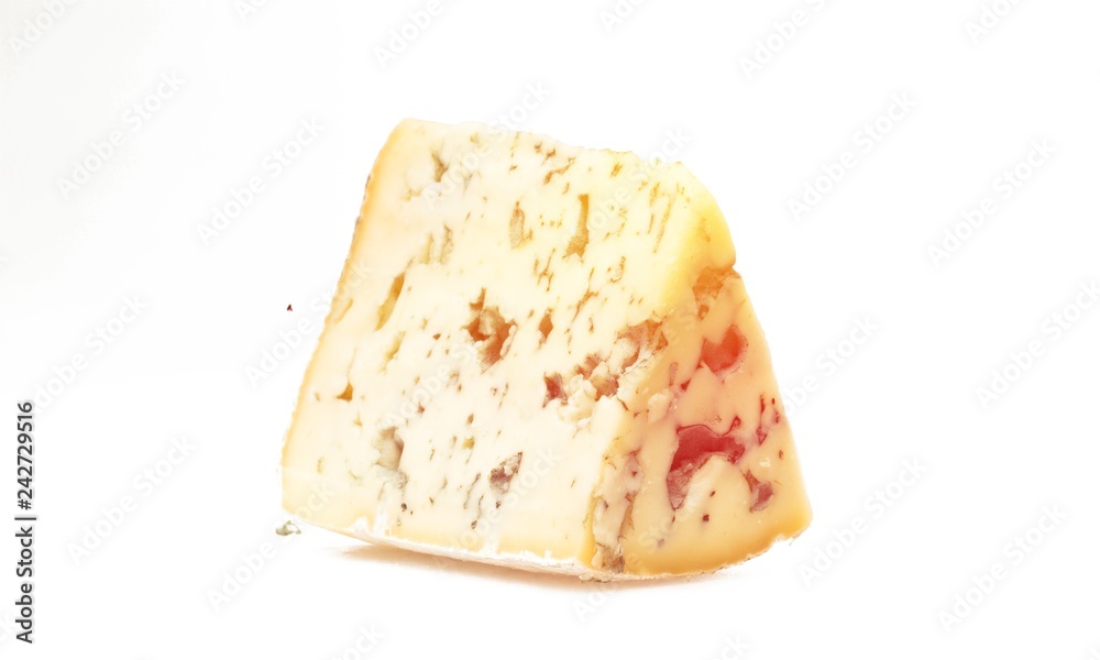 Cheese cheese piece cheese wedge isolated on white slice blue
