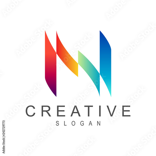 simple and colorful letter N logo design template, letter N initial business name logo