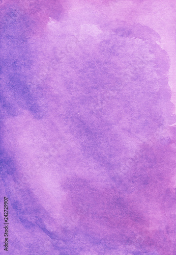 Purple pink background. Watercolor abstract violet backdrop. Aquarelle vintage romantic wallpaper. Texture art. Watercolour purple pink trendy backdrop for cards, invitations, textile, blog. 
