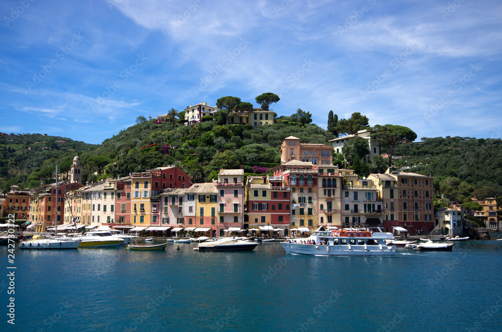 Rapallo / Italy - June 20 / 2016 : View of Rapallo from the port side