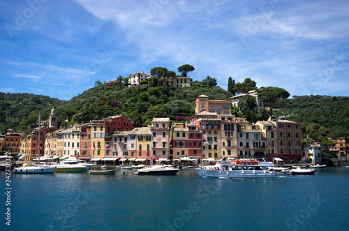 Rapallo / Italy - June 20 / 2016 : View of Rapallo from the port side