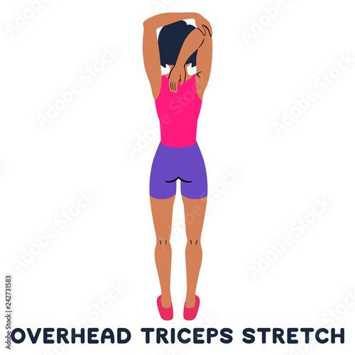Man doing Overhead triceps stretch exercise. 32979936 Vector Art