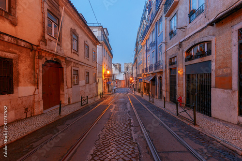 Lisbon. Old street at night. © pillerss