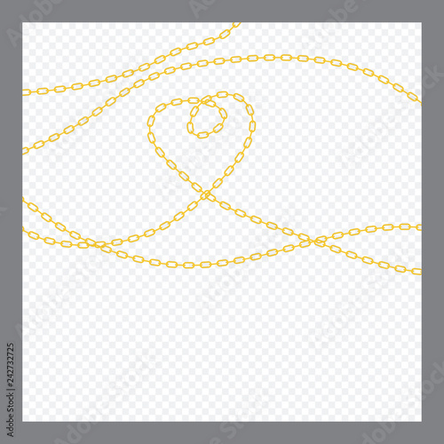 Abstract Golden or Bronze Color Chain Decorative element. Vector illustration