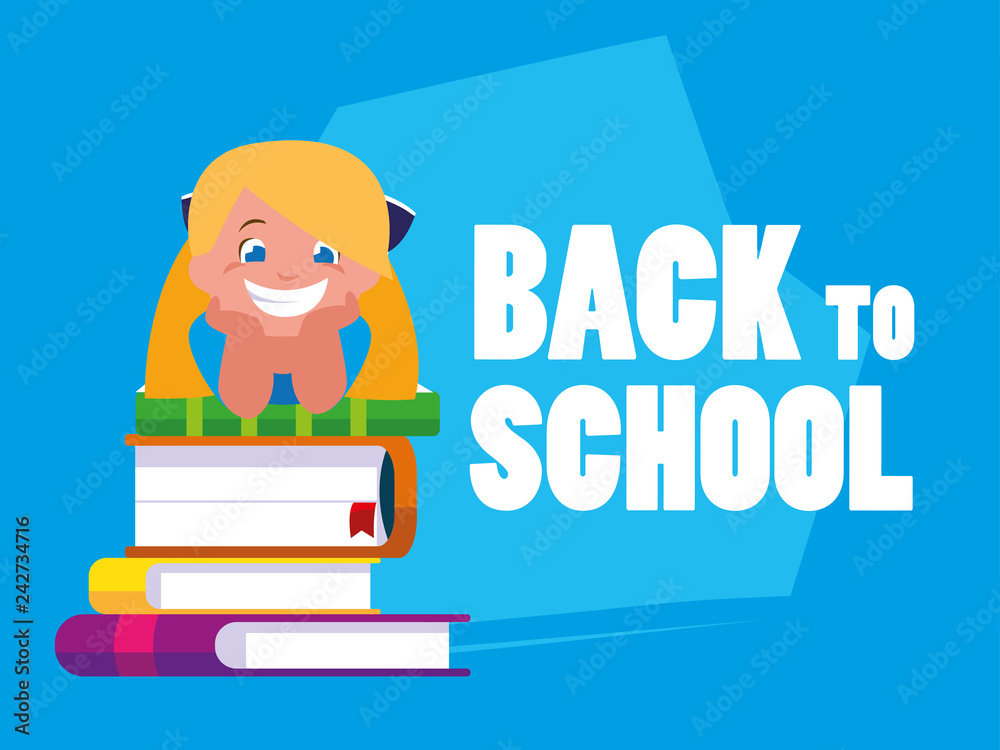 little student girl with school books little student girl with school books