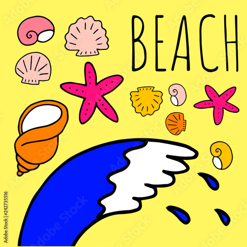 Doodle illustratiopn about things that have to do with the beach photo