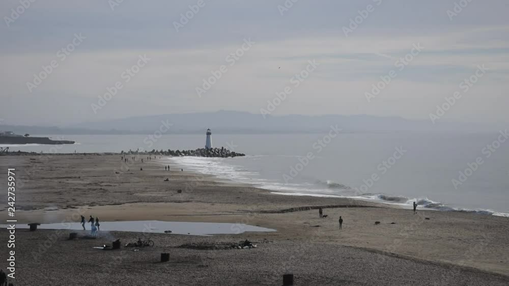 Beach of Santa Cruz and Santa Cruz Breakwater Light Beach of Santa Cruz and Santa Cruz Breakwater Light