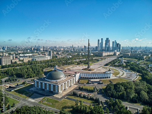Poklonnaya Hill in Moscow, Russia, aerial drone view