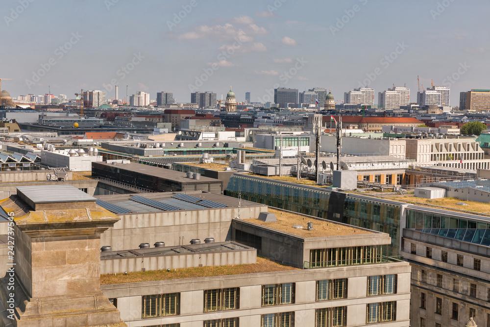Berlin cityscape from Reichstag roof, Germany.