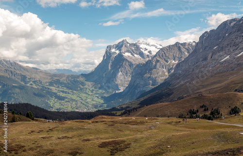 Murren mountains in Switzerland on a cloudy day