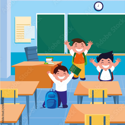little students boys in the classroom