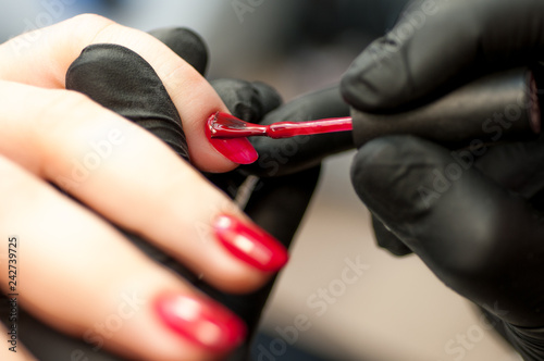 Nail service in a beauty salon macro