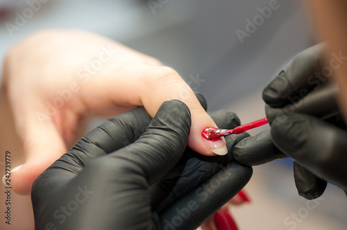 Finger care  cleaning in the beauty salon macro