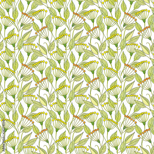 Hand drawn watercolor seamless spring flowers floral pattern
