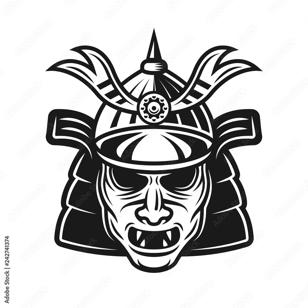 Samurai traditional japanese mask vector object
