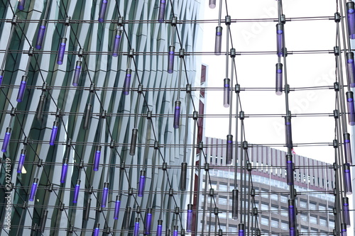 Modern Office Building With Blue Bulb Canopy