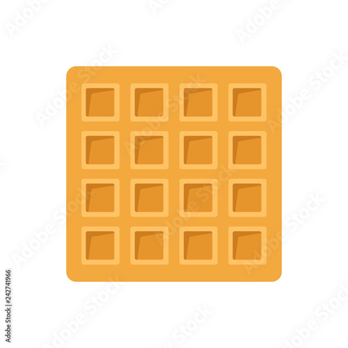 Tasty waffle - square shaped, vector illustration.