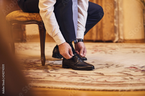 businessman clothes shoes, man getting ready for work,groom morning before wedding ceremony