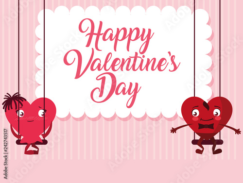 cute hearts couple love in swing