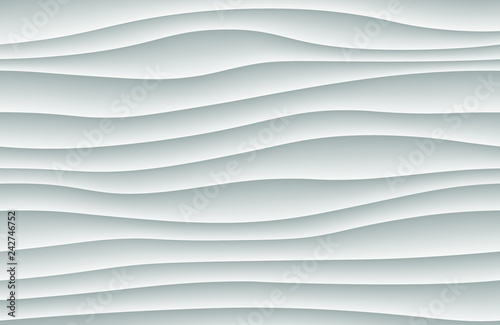 White geometric background with waves textures. 3d smooth modern black and white backdrop for poster, flyer or cover. A4 size. Architecture seamless gray wall design surface. 