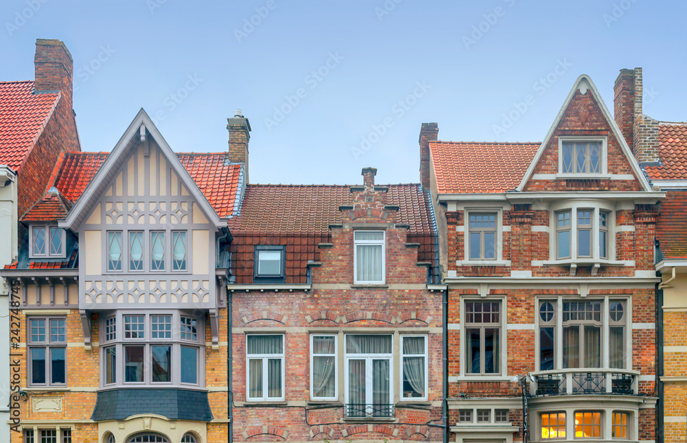 Obraz premium Facades of houses in Bruges, Belgium.