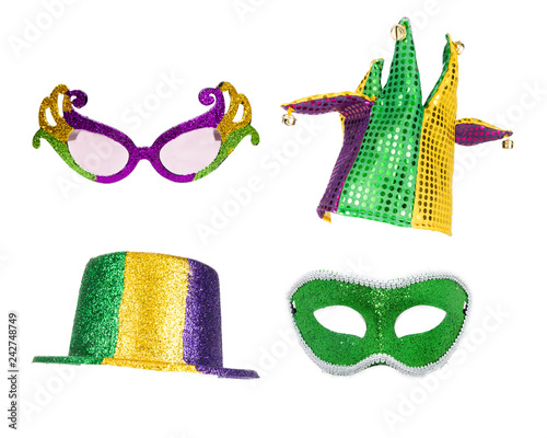 Mardi Gras Party Accessories Isolated photo
