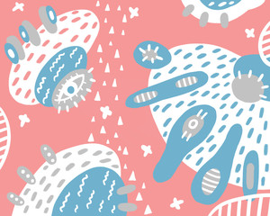 Crédence de cuisine Cosmos patrons Fond rose abstrait pois et croix  © jane_v_afrike