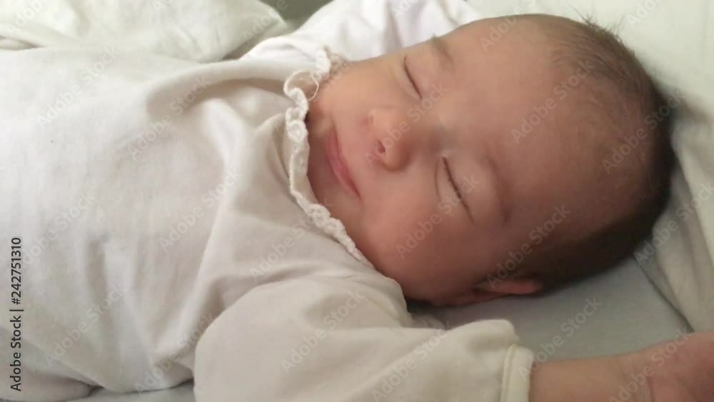 Cute little newborn baby falling asleep Cute little newborn baby falling asleep
