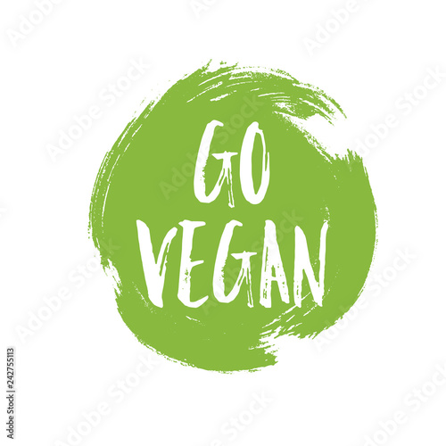 Go Vegan circular green grunge emblem badge