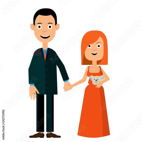 A young couple meet and walk.