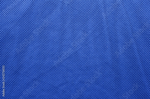 Blue sport fabric texture background. Sports shirt nylon's texture cloth. 