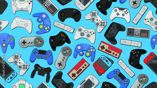 Video game controller background Gadgets seamless pattern photo