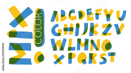 Font sent colorful mixcolor style. vector