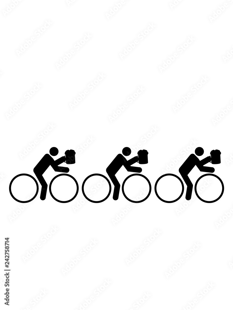 Obraz premium freunde team oktoberfest bier krug maß durst alkohol glas saufen party feiern bayern deutschland betrunken fahrrad fahrer fahren biker sport tour piktogramm spaß zweirad rad clipart design
