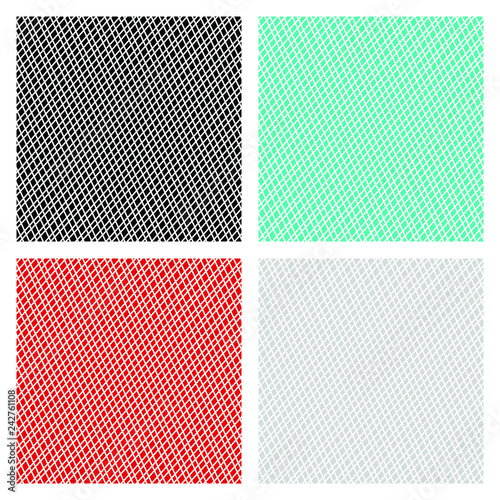 Vector square design element set with a handdrawn ink pen crosshatch style texture in black, teal blue, red, and gray colors isolated on a white background