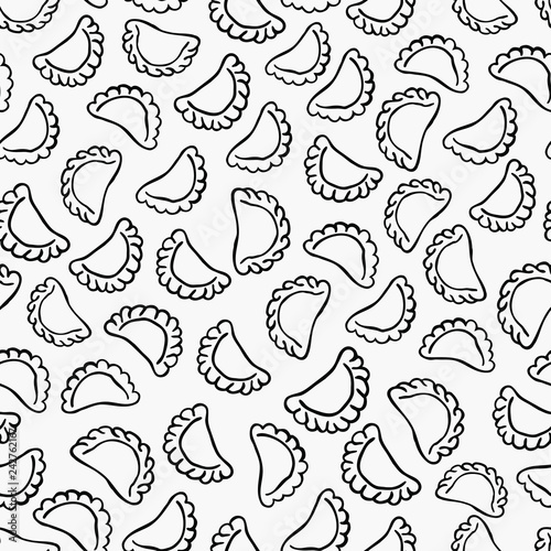 Dumplings seamless pattern Hand drawn vector illustration
