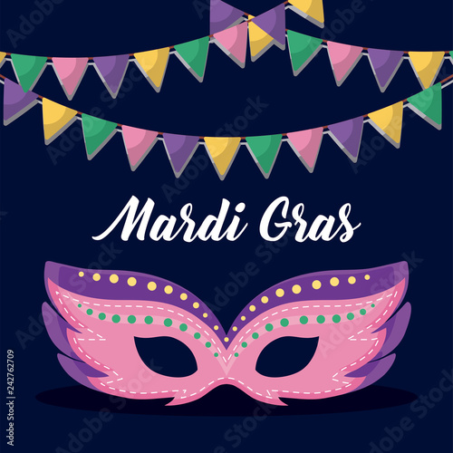 mardi gras card with mask