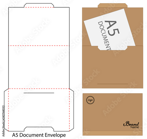 Envelope die cut mock up template Vector illustration.