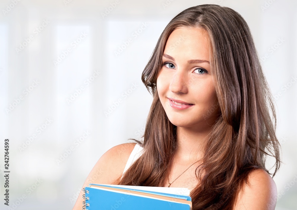 Beautiful female student with backpack Beautiful female student with backpack