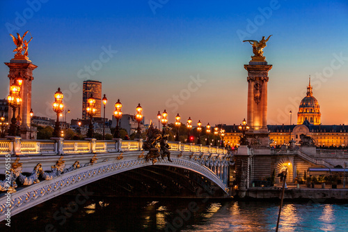 Paris at night, Alexandre III bridge, France © Inna