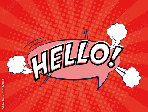 expression bubble with hello pop art style