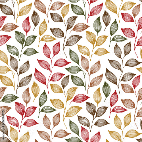 Wrapping tea leaves pattern seamless vector illustration.