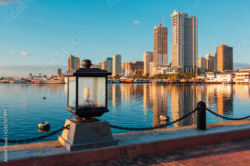 Skyline of Manila City and Manila Bay along the harbor