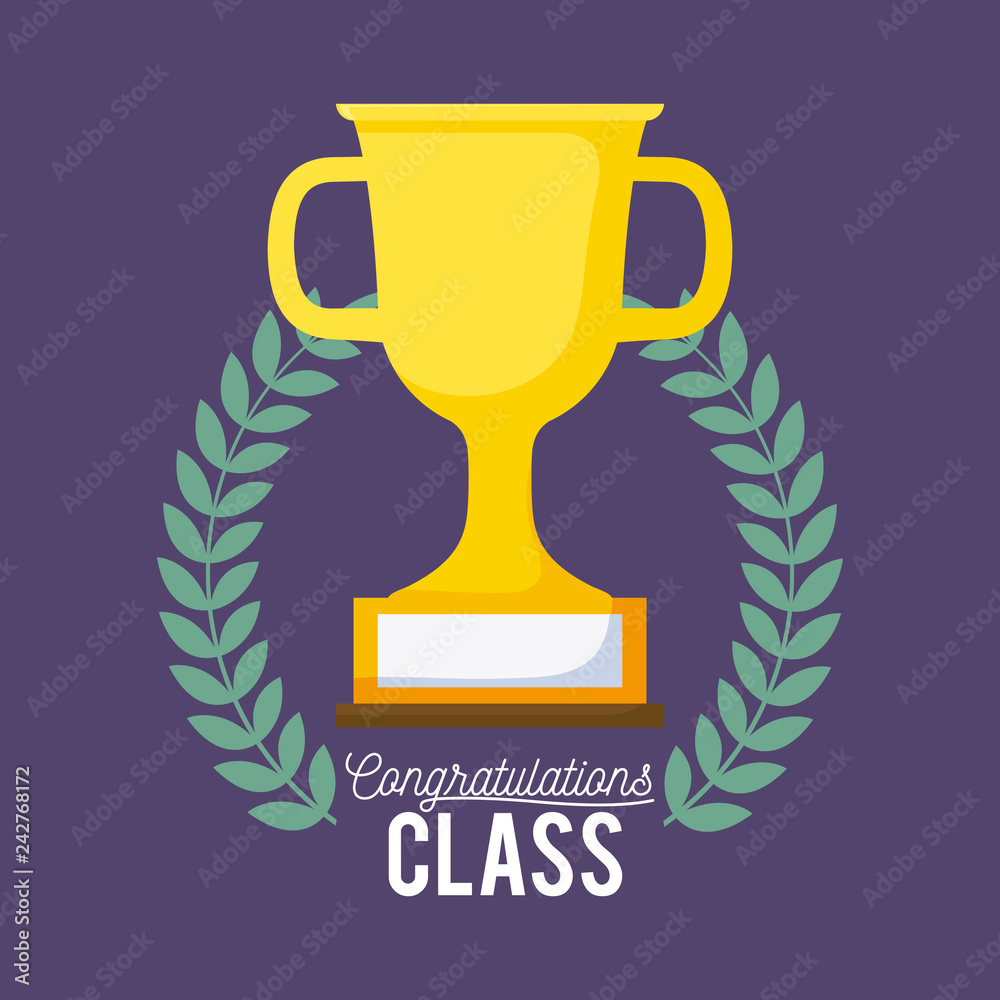 graduation class celebration card with trophy graduation class celebration card with trophy