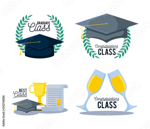 graduation class card set icons
