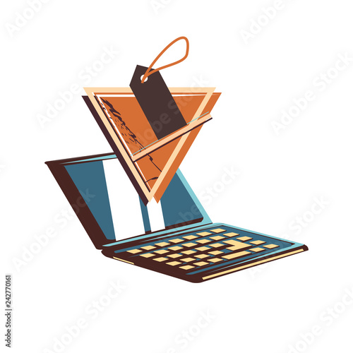 laptop with commercial tag