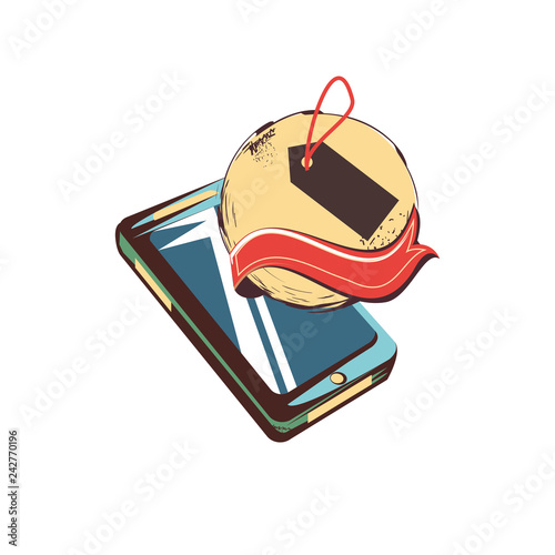 smartphone with commercial tag